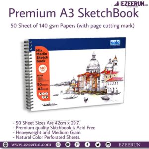 A3 Mix Media Sketchbook of 50 Sheets (140gsm)
